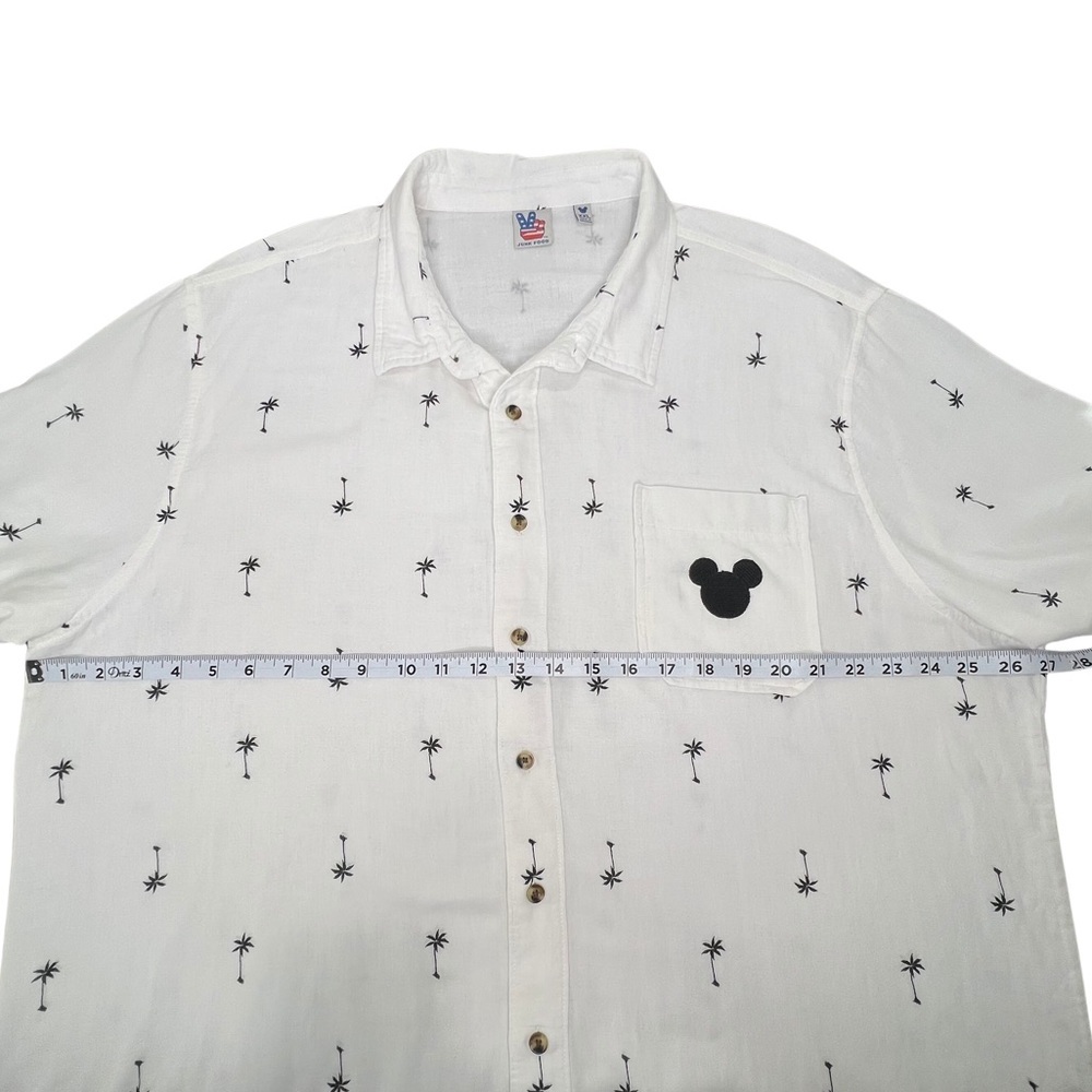 Disney Tropical Shirt Mickey Mouse Palms Button Up Off White Black XXL Junk Food - Picture 7 of 10